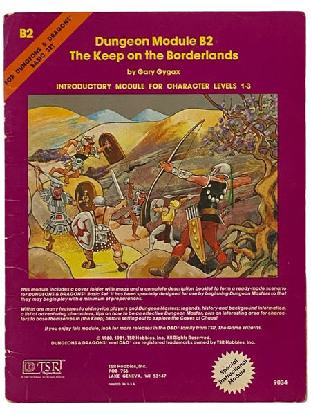 The Keep on the Borderlands: Introductory Module for Character Levels 1-3 (Dungeons Module B2, for Use with D&D Basic Rules)