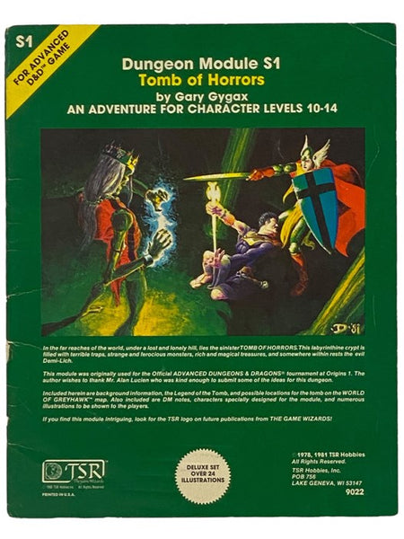 Tomb of Horrors: An Adventure for Character Levels 10-14 (Dungeons Module S1, for Use with Advanced D&D Game)
