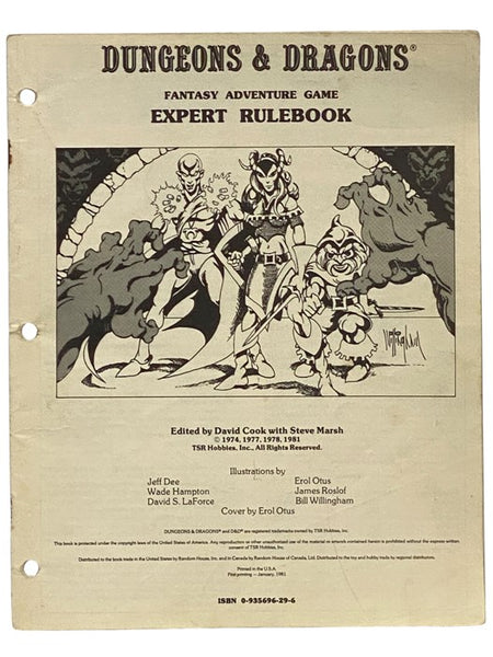 Dungeons & Dragons Fantasy Adventure Game Expert Rulebook