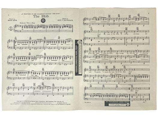 The Blob Movie Poster with The Blob Sheet Music